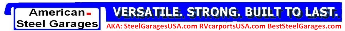 image of american-steelgarage.com logo, Versatile, Strong, Built To Last, aka: SteelGaragesUSA.com, RVcarportsUSA.com, BestSteelGarages.com